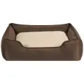 Лежанка антикоготь со съемным чехлом для щенка, собаки и кошки Casper Candy из микровелюра коричнево-бежевая 75*60*20 см