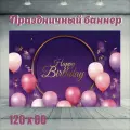 Фотофон день рождение 120см-80см Happy Brithday 