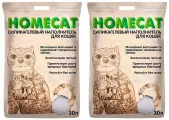 HOMECAT стандарт наполнитель силикагелевый для туалета кошек без запаха (30 + 30 л)