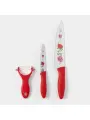 Набор кухонных ножей Доляна Нарцисс, с овощечисткой, антиналипающее покрытие, цвет красный