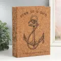 Шкатулка-книга «Якорь», дерево и искусственная кожа под пробку, 6×18×24 см