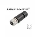 RAZM-F12-C4-W-PG7 разъём М12 4 pin прямой / розетка (мама) / PG7 (4-6 мм диаметр под кабель)