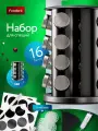 Набор для специй, Солонка, Емкость для хранения приправ, 16 шт по 100 мл Foodbro (Черный-серебристый)