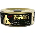 Четвероногий гурман Golden line мусс для кошек и котят с курицей - 100 г (24 шт)