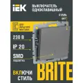 BRITE Выключатель 1-клавишный с индикацией 10А ВС10-1-1-БрС сталь IEK