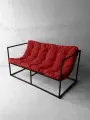 Диван лофт прямой, уличный, в офис, на балкон, на веранду, в гостинную, кухонный, Лофтовик + велюр красный