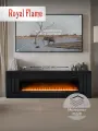 Камин электрический Royal Flame Line с очагом Vision 60 LED, портал МДФ в черном цвете, очаг с кристаллами, звуком, эффектом пламени и обогревом.
