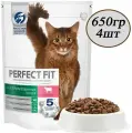 Сухой корм Perfect Fit 650гр х 4шт для стерилизованных кошек, с говядиной