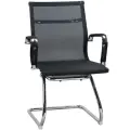 Офисное кресло для посетителей DOBRIN CODY MESH LMR-102N_Mesh цвет сиденья черный, цвет основания хромированная сталь