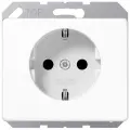 Розетка с заземлением Jung SL, с защитными шторками, на клеммах, белый