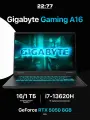 Игровой ноутбук GIGABYTE Gaming A16 GA6H (CTHI3KZ894SD), Core i7-13620H, 16/1ТБ, RTX 5050 8GB, Black (Черный) без ОС