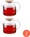 Чайник заварочный стеклянный Mallony / Меллони Foresta di bambu прозрачный с фильтром-пружинкой 1.5л / заварник / посуда для чая (комплект из 2 шт)
