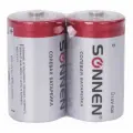 12 шт, Батарейки комплект 2 шт, SONNEN, D (R20), солевые, в пленке, 451100