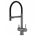 Смеситель кран для кухни с гибким изливом Splenka S70.63.09, графит + черный