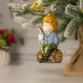 Елочная игрушка Мальчик с зайцем стеклянная