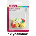 Attache Кнопки для пробковых досок силовые Флажки, 25 шт, 12 уп