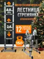 Лестница телескопическая, стремянка/приставная алюминиевая 2,4-4,8м BEEZMOTO