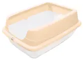 Гамма Туалет для кошек прямоугольный с высоким бортом Пушок, белый/бежевый, 45,5*35*19см