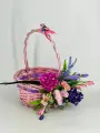 Пасхальная корзина с искусственными цветами, корзинка с цветами для подарка. Подарок на Пасху