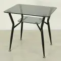 Стеклянный стол для кухни Квадро 10 серый/черный (1200х700 мм)