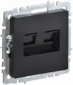 2 шт. IEK BRITE Розетка компьютерная двойная RJ45 5E РК10-2-БрЧ черный BR-K20-1-K02