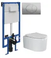 Комплект 3 в 1 Унитаз подвесной Ceramicanova Moments CN3003 / Инсталляция STWORKI 510162 / Кнопка 230823 цвет матовый хром