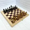Шахматы деревянные с утяжеленными фигурами, бук, 37х18.5х5 см. Обиходные