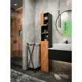 Закрытый стеллаж для ванной с полками узкий напольный шкаф пенал