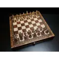 Шахматы подарочные Престиж большие, 39х39 см, клен антик, Helena Wood Art, с классическими металлическими фигурами