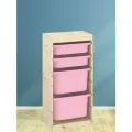 Деревянный стеллаж труфаст 44х30х91 с розовыми (2+2 шт) контейнерами