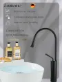 Высокий смеситель для накладной раковины, из латуни, чёрный