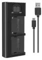Двойное зарядное устройство DL-NP-F970 для аккумулятора Sony F970 micro- USB и Type-C с информационным индикатором