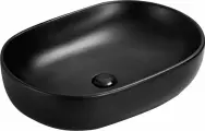 Накладная раковина SantiLine SL-1017MB 60 черная, фаянсовая, без отверстия под смеситель, овальная, 60 см, российская