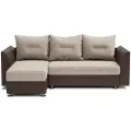 Угловой диван-кровать Ария Скала раскладной 225х78х150 см левый угол Корфу беж и экокожа шоколад
