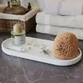 Декоративный поднос для ванной, подставка для косметики Astrid XL, 36x16,5см, бетон, белый матовый