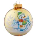 Елочная игрушка Коломеев Снеговик с подарком, золотистый, 8 см, 1 шт.