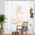 Штора для ванной комнаты Moroshka Maritime yellow, 200x200 см, тканевая