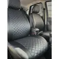 Комплект чехлов Лайт для LADA Granta, Datsun on-Do. (Задняя спинка делится 40/60). Экокожа ромб черный, черная строчка