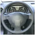 Накладка из натуральной кожи Кожа рулит на руль Nissan Qashqai I (2006-2013), Nissan NV200 (2009-2016), Nissan X-Trail II (2007-2015), Mitsubishi Delica V (2011-2016), черная, для руля без штатной накладки