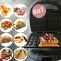 Мультипекарь 1500Вт, 8 пар антипригарных форм для выпечки вафель, орешек, печенья, пончиков