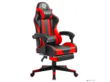 Игровое кресло Rock черный/красный, подставка, PU DEFENDER