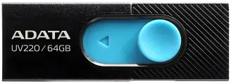 Флеш-накопитель ADATA UV220 64 ГБ USB 2.0, выдвижной разъем, скорость чтения 100 МБ/с, бело-серый