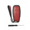 Чехол для автомобильного ключа Mercrdes (Мерседес) Цвет Красный Нить Черная