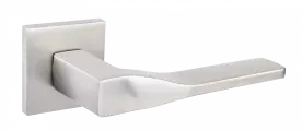 Ручка дверная межкомнатная на квадратной розетке Турин, никель супер матовый