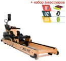 Гребной тренажер UNIX Fit Wood Rower Light, водная система нагружения, 8 уровней нагрузки + в подарок аксессуары