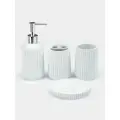 Набор для ванной «Сияние», 4 предмета, дозатор, 2 стакана, мыльница, белый