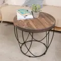 Стол журнальный ilwi MBL-W-TL-W-1-W/1/2 круглый металлический с деревянной столешницей в стиле лофт