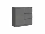 Комод Мебельная Компания МиФ Челси, графит, 3 ящика, 1 дверца, ЛДСП