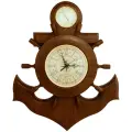 Метеостанция настенная деревянная большая механическая домашняя смич БМ6 часы якорь массив дерева размер 47х57х8см