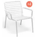 Комплект из 4-х садовых обеденных кресел для дачи Nardi Doga Relax, из стеклопластика, цвет белый